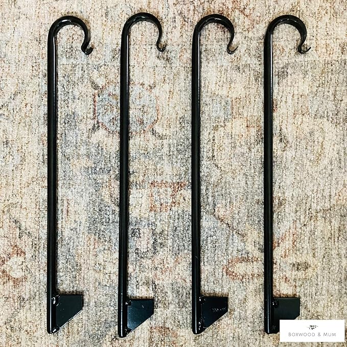 Boxwood & Mum Garden Hose Guide Stakes Heavy Duty – Solid Metal Powder Coated Rust Resistant Hose Guards for Flower Beds, Garden Borders, Landscaping – Amish Handmade Lancaster PA (Set of 4)