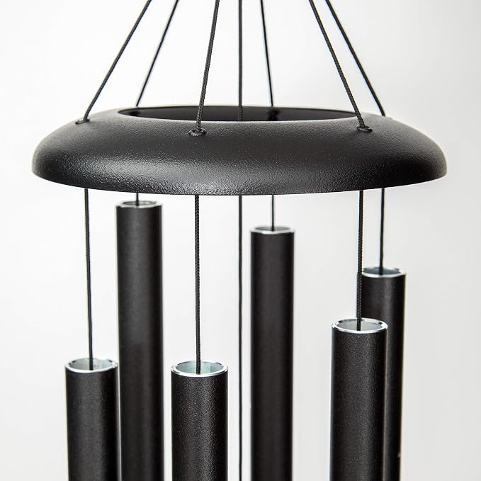 Corinthian Bells 30 Inch Black Wind Chimes for Outside, Modern Metal Outdoor Wind Chime for Patio Decor, Made in USA