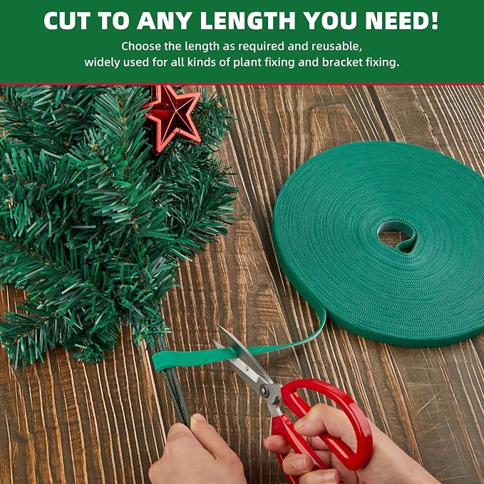 Garland Ties|Plant Ties|Adjustable Decoration Ties for Plant, Light, Stair, Banister, Tree &Wreaths|Durable &Easy to Use|50ft Roll Cut to Custom Length|Holiday Décor Hanger for DIY Decorating