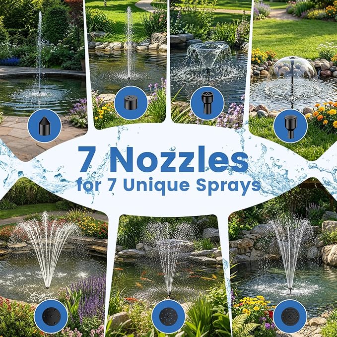 NFESOLAR 30W Solar Fountain Pump, 280GPH Solar Pond Pump with Foldable Solar Panel, Adjustable Flow Solar Water Pump with 6.6FT PVC Tubing for Outdoor Pond, Garden, Waterfall, Hydroponic, Pool