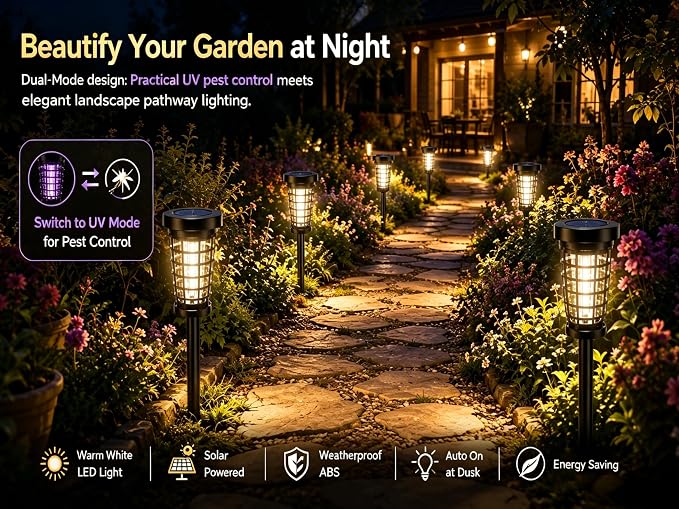 4PCS Solar Mosquito Zapper Outdoor, Bug Zapper Outdoor Solar with UV Light, Bug Zapper Repellent Trap, Outside Bug Repellent Trap Used to Keep Gnat Small Flying Mosquitoes Insect Away (4 Units)