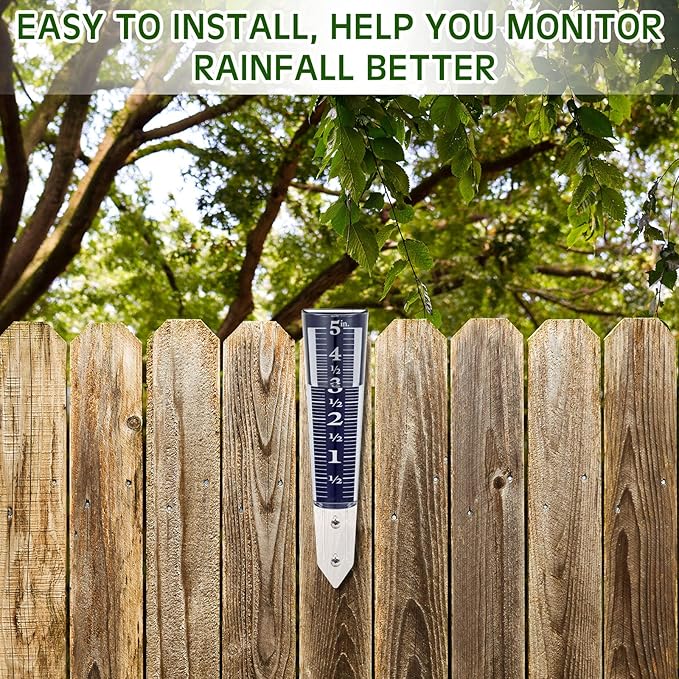 Yexiya 2 Pcs 5 Inch Capacity Rain Gauge Outdoor Easy to Read Acrylic Rain Gauges Measure and Monitor Precipitation Magnifying Scale and Numbers for Garden Yard Field Lawn (Blue)