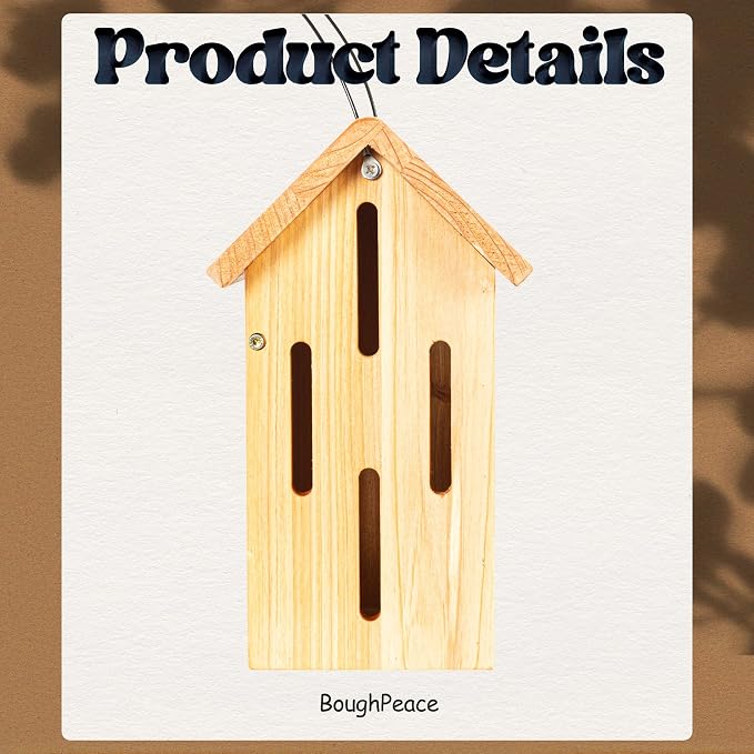 Butterfly House for Outdoor,Insect House,Butterfly Habitat Garden，Wooden Shelter Hotel with Hooks for Hanging Nesting Box for Butterflies Bugs Moths & Lacewings