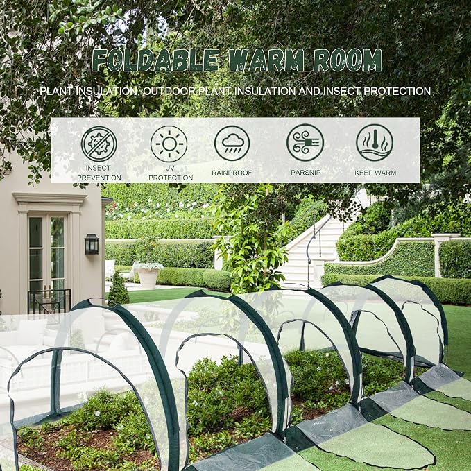 Portable PE Plastic Tunnel Greenhouse for Outdoors - Cambered Poly Transparent Long Greenhouses Clear Insulation Grow Tent Ideal for Backyards and Patio Vegetable Cultivation (5M)