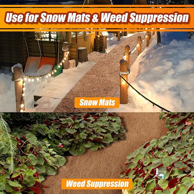 Sinimaka Coco Liner Roll, 16 x 120 Inch Coconut Fiber Liners for Planter Window Box Flower Basket, Natural Coco Mats Coco Coir Sheet for Reptile Carpet, Animal Pet Pad, Garden Decoration