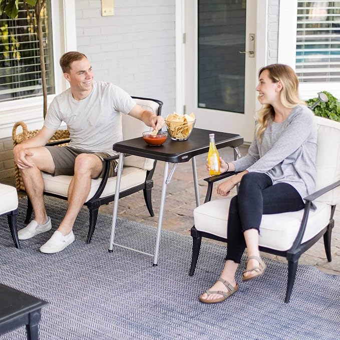 LIFETIME Stacking Compact Folding Table, 30 in. x 20 in., Black and Silver, Indoor/Outdoor