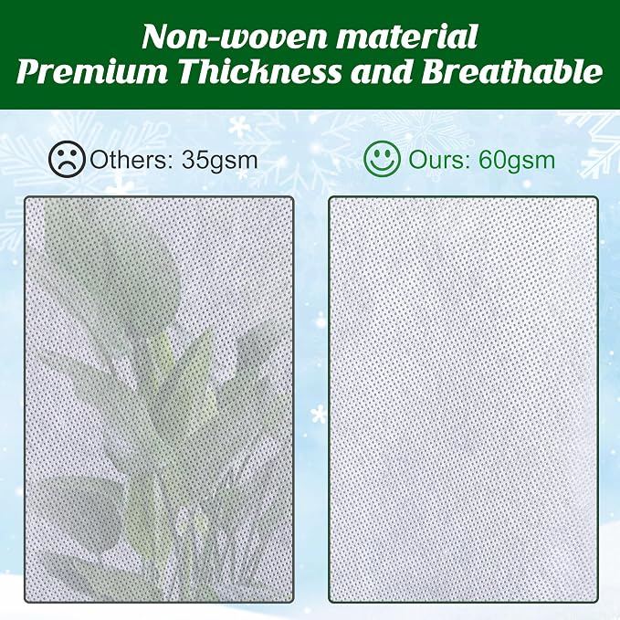 Alpurple 4 Packs Winter Drawstring Plant Covers - 47" X 31.5" Warm Plant Protection Cover Bags, Frost Cloth Blanket Protecting Fruit Tree Potted Plants from Freezing Animals Eating