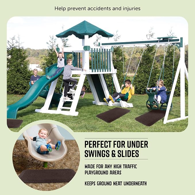 Playsafer Playground Safety Rubber Wearmat for Swingsets and Slides - 1" Thick X 24" W X 40" L (1 Pack, Brown)