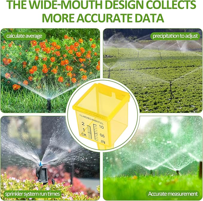 15 PCS Rain Gauges Outdoor 1.5" Transparent Sprinkler Rain Gauge for Lawn with Wide Mouth Water Measuring Tool (Yellow)
