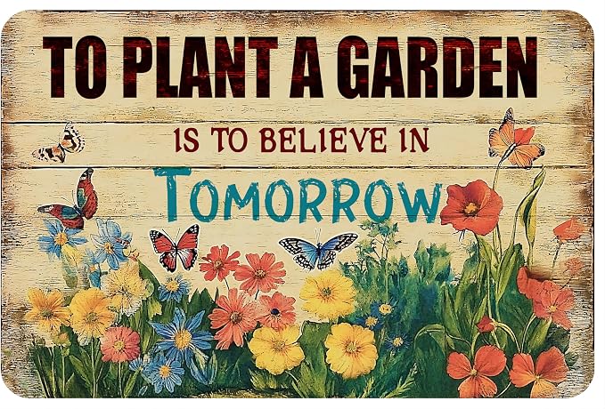 Garden Signs Gardening Gifts Flower Plant Wall Decor For Greenhouse Outside Metal Tin Sign Yard Accessories Outdoor 12x8 Inch