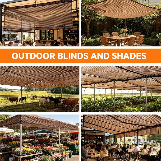 90% Sun Shade Cloth with Grommets, 8' x 12' Pergola Shade Cover Canopy, Breathable HDPE Mesh Tarp for Patio, Garden, Backyard, Porch and Outdoor Privacy, Mocha