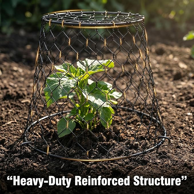 10 Pcs Seedling Plant Protectors from Animals, Chicken Wire Plant Cage Garden Cloche to Protect Plants Vegetables from Rabbits Squirrels Chicken – 9'' x 9”