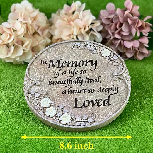 Luminous Memorial Stone - Memorial Stepping Stone - in Memory of Loved One Gifts - Memorial Gifts (Luminous Memorial Stones as Sympathy Gifts for the Loss of a Loved One)