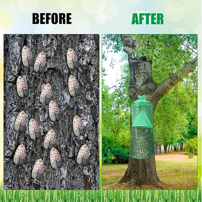 Qualirey 2 Pack Spotted Lanternfly Traps Lantern Fly Killer Mesh Tree Trap with Jute Rope and Nails Effective Way to Catch Lantern Flies and Nymphs (Green)