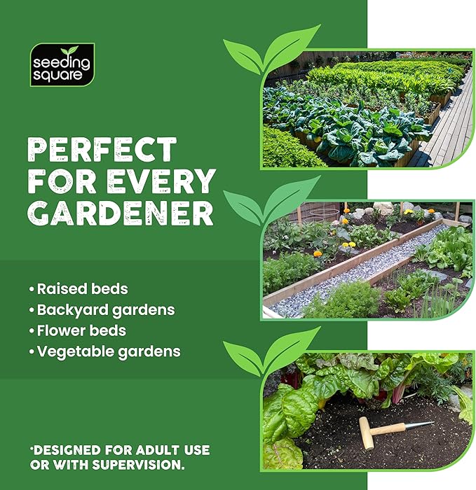 Seeding Square + Pokey Planter Bundle – Seed Spacing Template with Dibber Tool for Easy Planting, Garden Layout & Seed Starting System