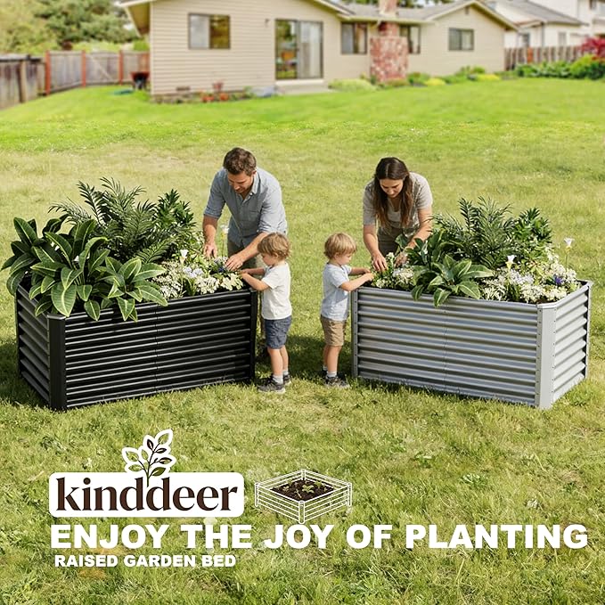 4x2x2ft(2 Pack) Raised Garden Bed Kit,Galvanized Steel Raised Garden beds for Outdoor, Metal Planter Raised Beds for Vegetables,Fruits, Flower,Silver