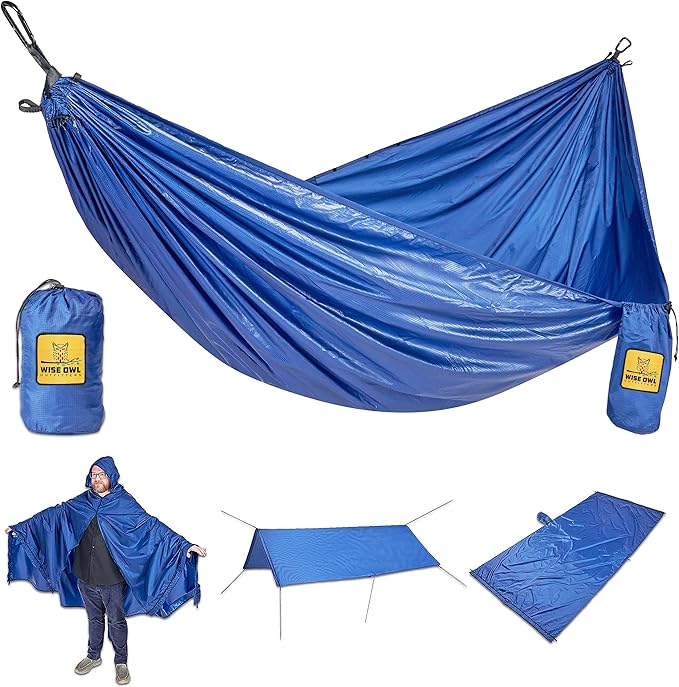 Wise Owl Outfitters Camping Hammock – up to 500lbs Portable Hammock with Tree Straps - Travel, Backpacking, Hiking, Outdoors Camping Gear - Single or Double