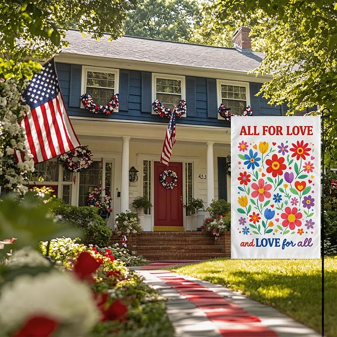 Floral Garden Flag for Pride Day | Summer Party Decorations - Double Sided Yard Decor for Spring | Pride Accessories Backdrop Banner for Garden Porch Patio Lawn Yard Outdoor Outside