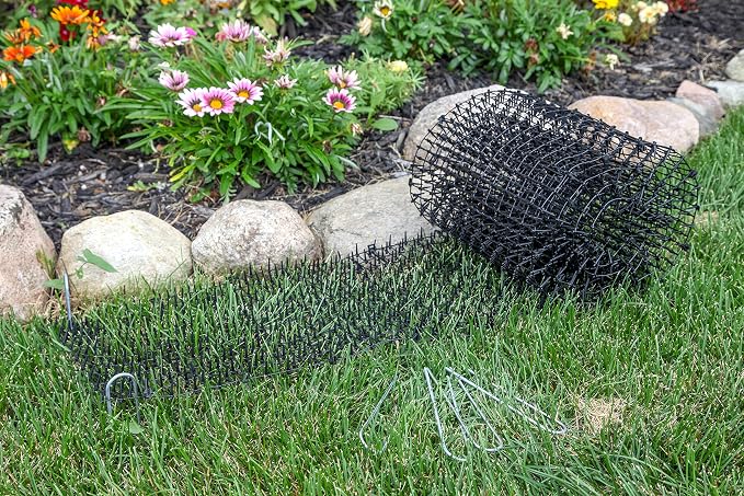 Tapix Cat Scat Mat with Spikes (14 ft.) – Cat Deterrent Strips for Garden, Yard & Furniture, Indoor & Outdoor, 10 Staples Included
