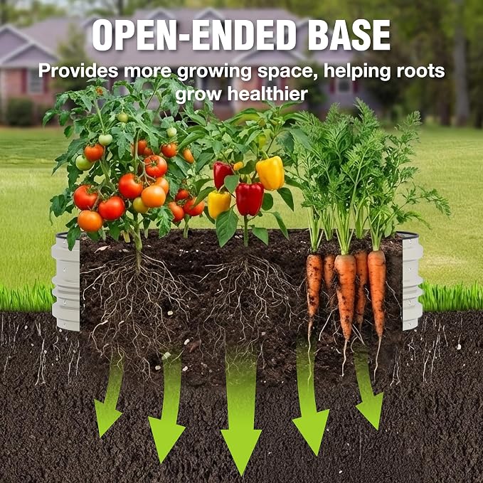 WORKPRO 2PK 4x2x1ft Outdoor Galvanized Raised Garden Bed Kit, Rust & Corrosion Protection, Easy Assembly, Safe Edge, Ideal for Vegetables & Flowers, White