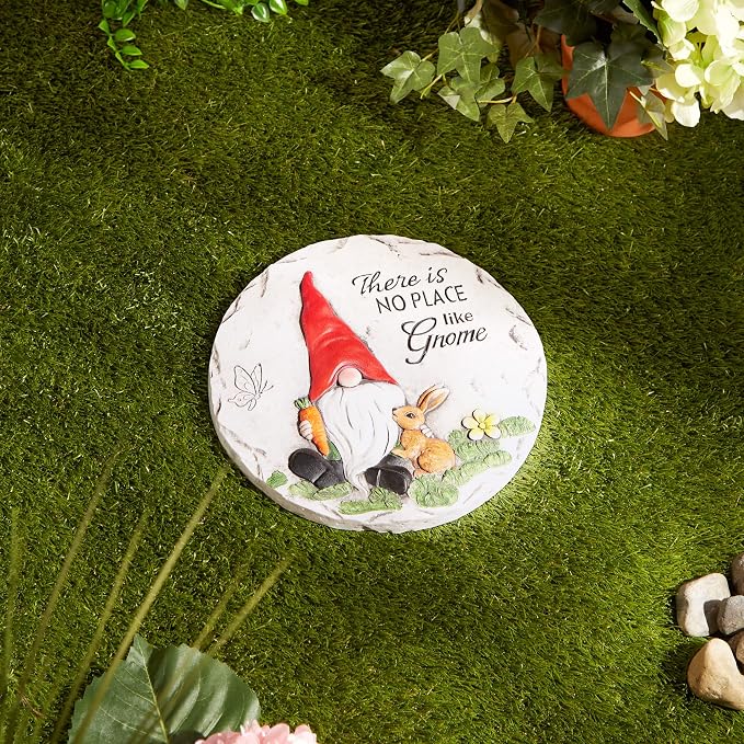 DII Cement Stepping Stone Collection Decorative Colorful, 9.75" Diameter, No Place Like Gnome