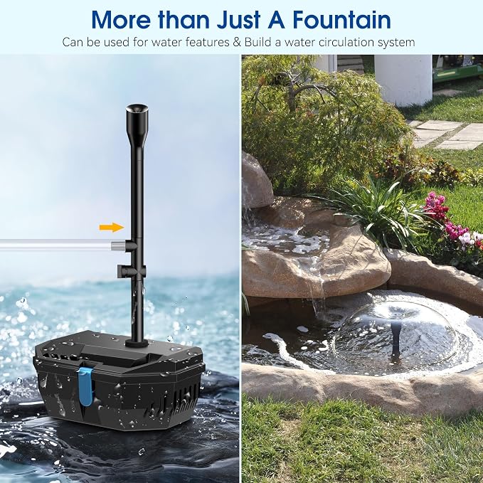 NFESOLAR Solar Water Fountain Kit, Pond Filter with 20W Solar Panel, 120 GPH Solar Water Pump, 4 Sprayers for Outdoor Pond 120-300 Gallons, Fish Tank and Garden Water Features N3212