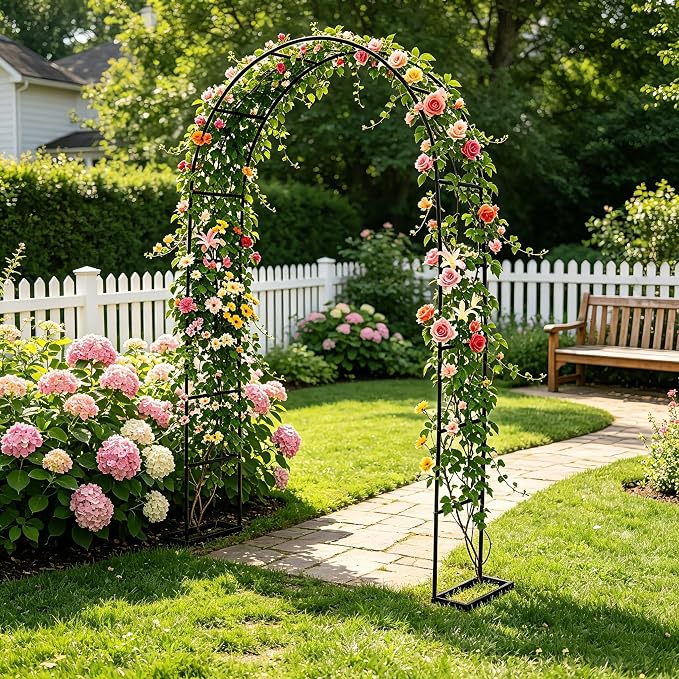 Thorise 7.9 Ft H x 4.6 Ft W Metal Pergola Arbor,Assemble Freely 2 Sizes,for Various Climbing Plant Wedding Garden Arch Bridal Party Decoration Wide Arbor