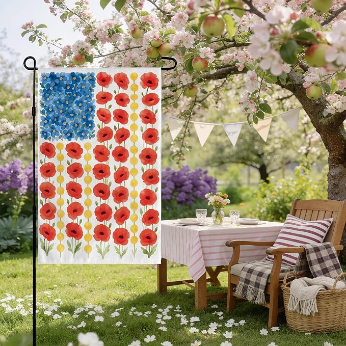 250th Anniversary Decorations - Spring Garden Flag for Easter Summer | 12x18 Inch Double Sided Patriotic American Flag for Outdoor Outside Yard USA Celebration 4th of July Decor - 250 Anniversary USA Merchandise