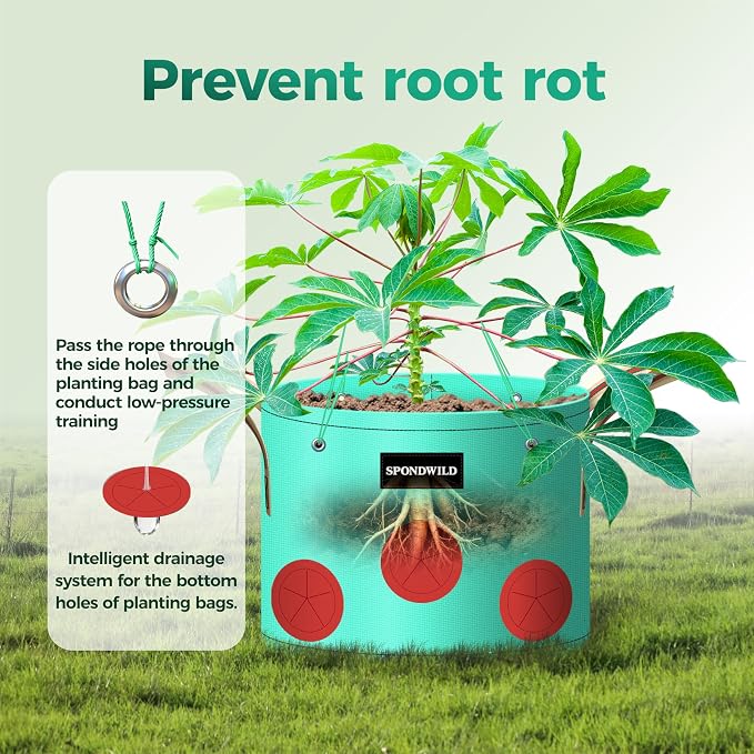 7 Pack 3 Gallon Grow Bags Heavy Duty 180G Thickened PE Plant Pots with 8 Breathable Holes