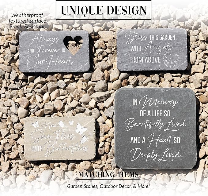Pavilion Gift Company – Butterflies – 7” Indoor Outdoor Weatherproof Decorative Garden Stepping Stone Plaque Bereavement In Memory Memorial Loss Of Loved One