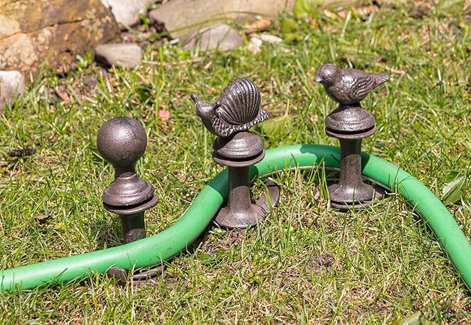 Abbott Collection Hose Guide Stake with Ball - Cast Iron, Black (11.5" H)