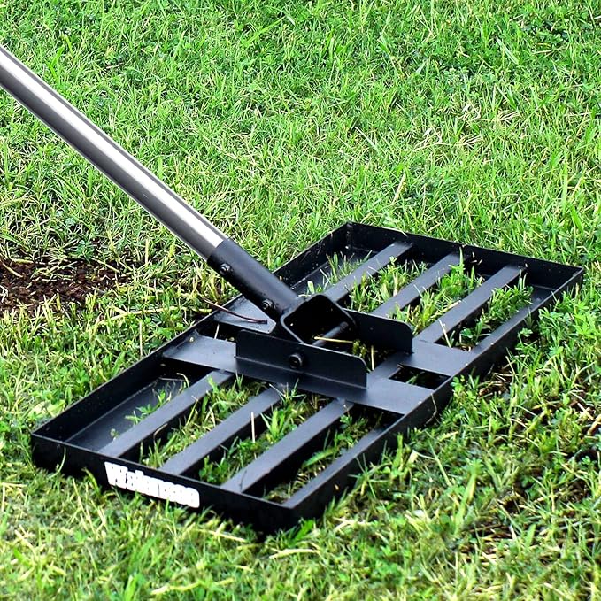 Walensee Lawn Leveling Rake, 17"x10" Heavy Duty Lawn Leveler Tool with 6.5FT Steel Handle, Levelawn Landscape Rake for Topdressing, Soil, Sand, Dirt, Small Yard, Garden, Golf Course