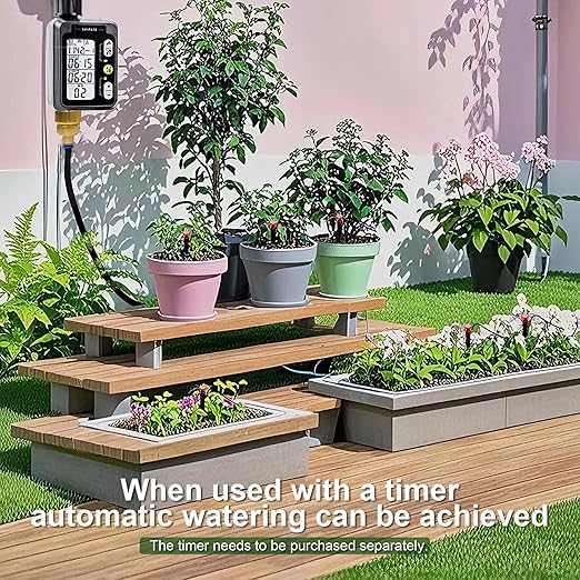 Brass Connector Drip Irrigation System, Quick-Connect Garden Watering System Kit with Adjustable 360° Umbrella & Drip Emitters for Greenhouse, Garden Grid, Lawn, Potted Plant (15FT+ 78FT)