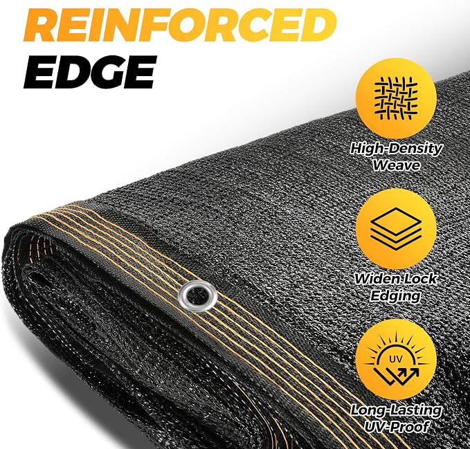 JOJOLEE 90% Sun Shade Cloth, 6x10FT Shade Net Mesh Tarp with Grommets, Black Sunblock Cover for Outdoor Patio Plants, Pergola, Greenhouse, Chicken Coop, Backyard, Balcony