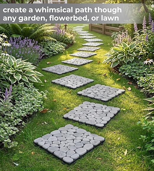 jxgzyy 4PCS Natural Stone Decking Tiles, 11.8"x11.8" Outdoor DIY Interlocking Flooring, Marble Stepping Stones Landscaping Decor for Garden, Patio, Backyard, Balcony, Path, Carrara White