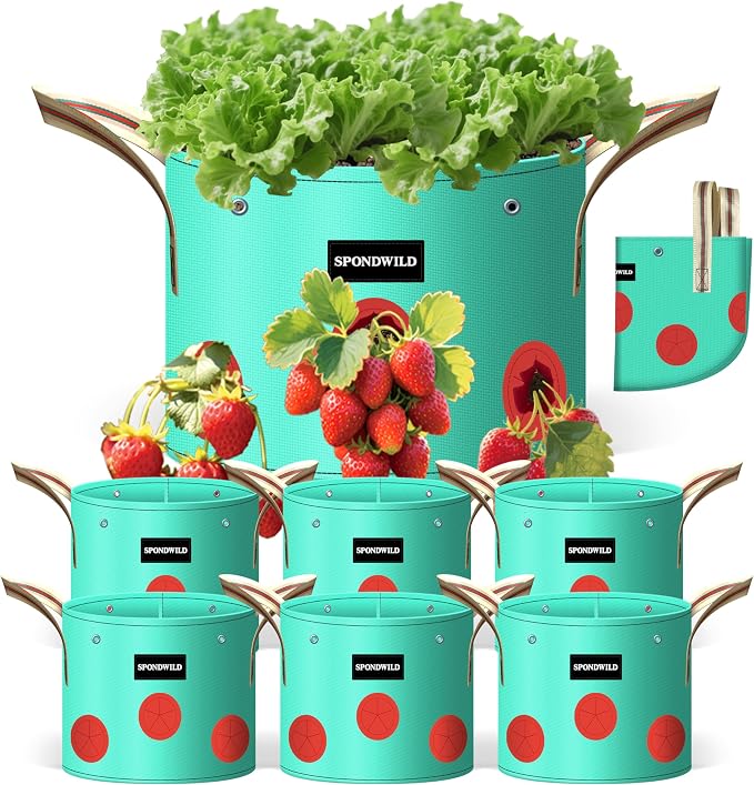 7 Pack 25 Gallon Grow Bags Heavy Duty 180G Thickened PE Plant Pots with 8 Breathable Holes Design
