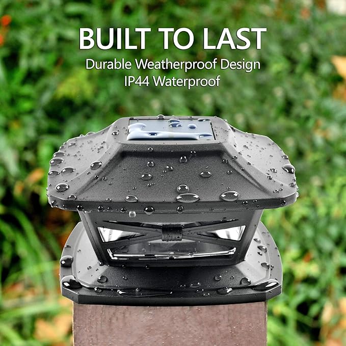 Davinci Lighting Flexfit Solar Outdoor Post Cap Lights - Includes Bases for 4x4 5x5 6x6 Wooden Posts - Bright LED Light - Slate Black (4 Pack)