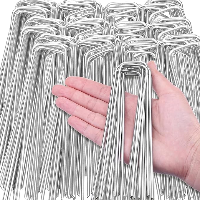 2000 Pack 6 Inch Landscape Staples Bulk, Galvanized Garden Stakes 11 Gauge U-Shaped Pins Tent Stakes Yard Ground Staples for Landscaping Fabric, Lawn, Turf, Fence, Plant Cover, Irrigation