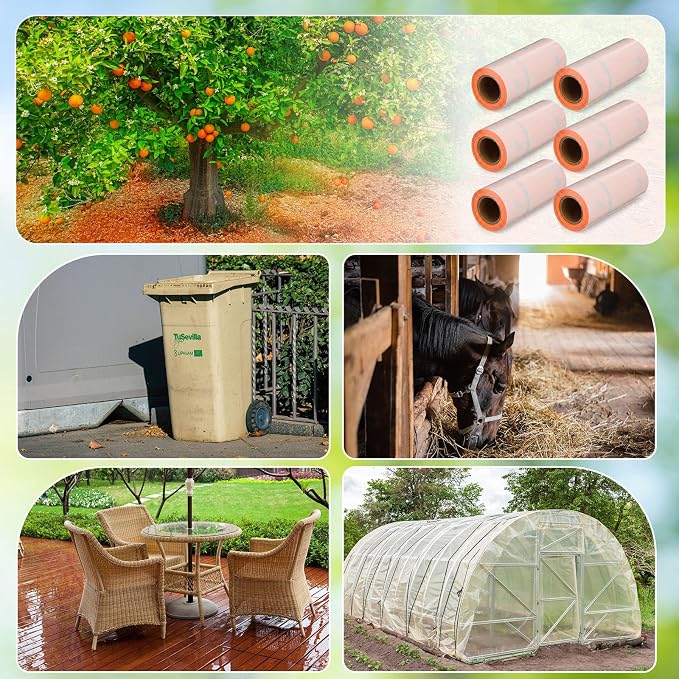 12 Rolls Spotted Lantern Fly Tree Trap 30 Feet Each Roll Lanternfly Tree Outdoor Fruit Fly Sticky Strips Paper Insect Sticky Barrier Trunk Wraps to Protect Plant, Lawn, Garden(Orange)