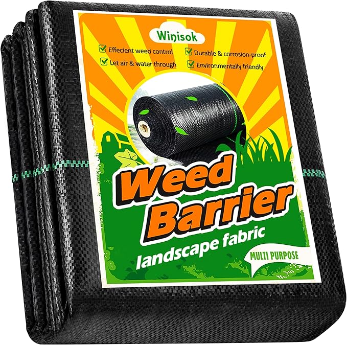 Winisok 4FT x 50FT Weed Barrier Landscape Fabric, 3.2oz Woven Garden Cloth, Heavy Duty Breathable Ground Cover for Landscaping, Gardening and Farming