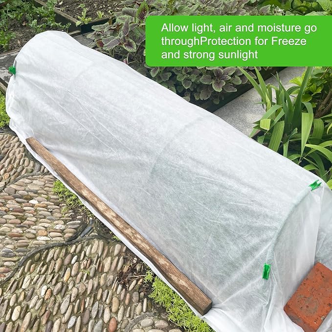 YFFSIDMY Plant Covers Freeze Protection, 6.5'x16' Frost Blankets for Outdoor Plants, Winter Tree Frost Cloth Plant Freeze Protection, Garden Heat Protection Floating Row Cover, White
