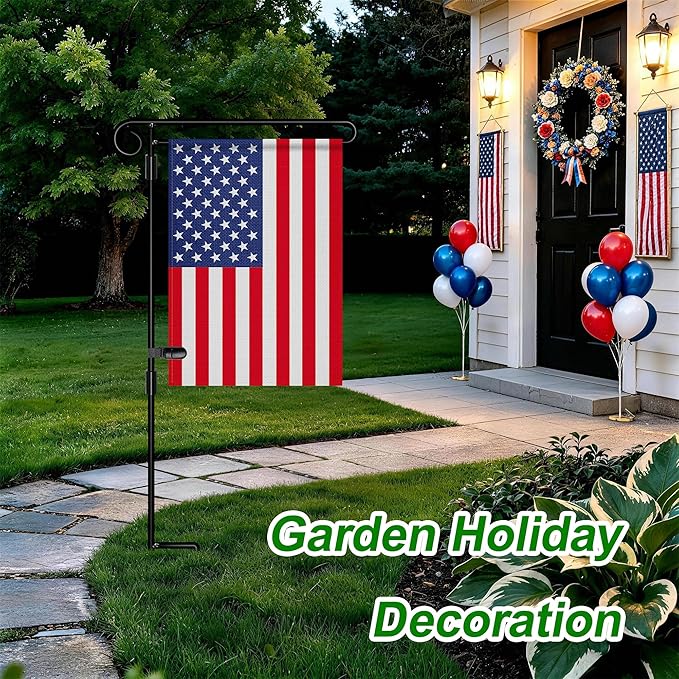 HOOSUN Garden Flag Stand Holder Easy to Install Strong and Sturdy wrought iron Pole Fits Mini Flag 12.5" x 18" no need Extra accessories to fixed flag,Garden flag pole without flag