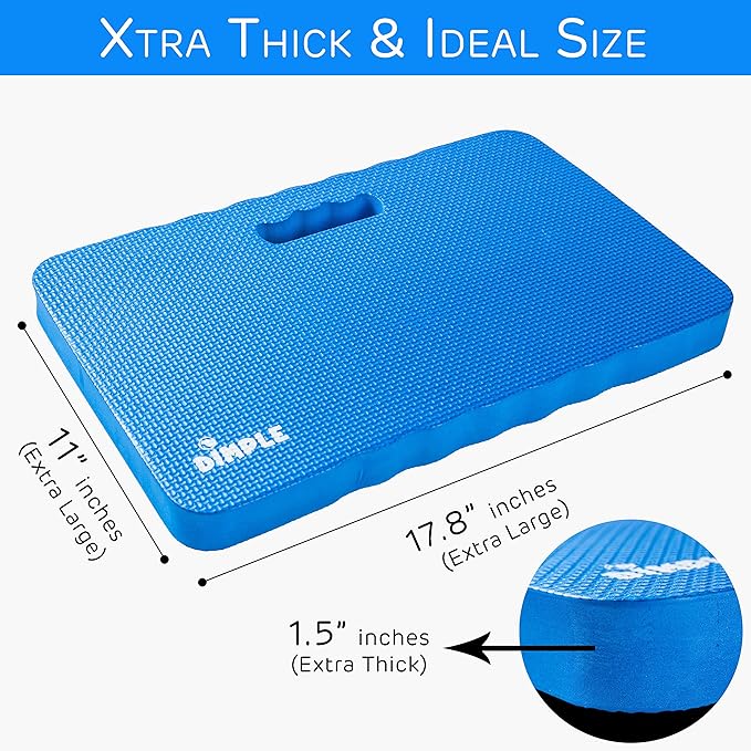 Dimple Thick Kneeling Pad | Garden Pad for Gardening | Kneeling Pad for Work | Garden & Bathtub Kneeler for Baby Bath | Kneeling Mat for Exercise & Yoga (XL) 17.8 x 11, Thickest 1-½"(2 Pack, Blue)