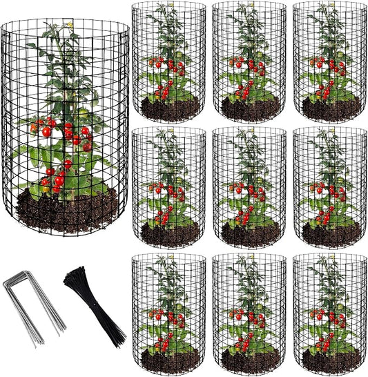 Adnee 10 Packs Wire Plant Protector from Animals - 20" H X 12" D Metal Mesh Plant Cage Covers - Sturdy Garden Bunny Barricades Chicken Wire Cloche for Plants Shrubs Vegetables Flowers