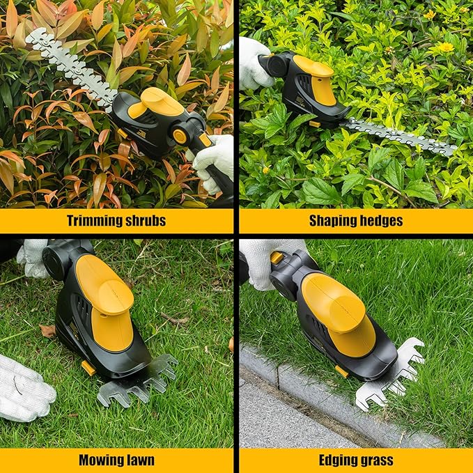 Hedge Trimmer Cordless for DEWALT 20V MAX Battery, 1200RPM Grass Trimmer Electric Hedge Trimmer, 2 in 1 Design, Perfect for Yard, Garden, and Lawn Care(Battery Not Included) (Yellow)