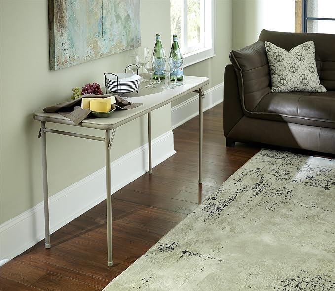 CoscoProducts Cosco Folding Serving Table, 20" x 48", Antique Linen