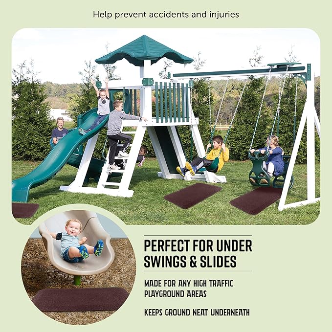 Playsafer Playground Safety Rubber Wearmat for Swingsets and Slides - 1" Thick X 24" W X 40" L (2 Pack, Red)
