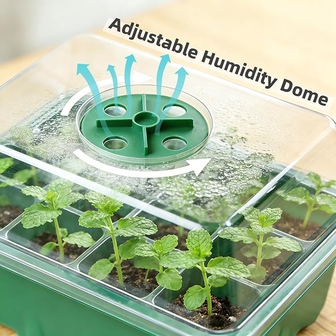 Seed Starter Kit 10-Pack with Humidity Dome, 120 Cells Propagation Trays & Base | All-in-One Mini Greenhouse for Seed Germination and Plant Starting