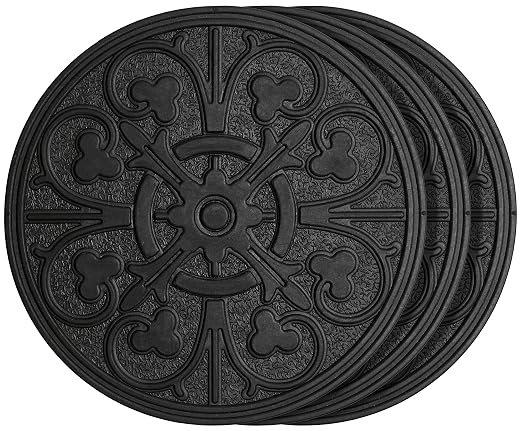 HF by LT Rubber Compass Scroll Garden Stepping Stone, 11-3/4 inches, Black, Set of 3
