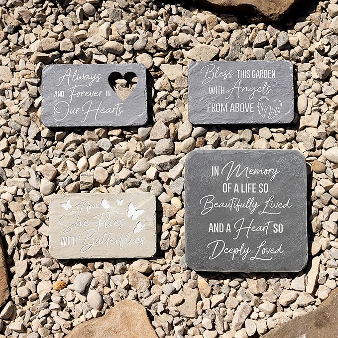 Pavilion Gift Company – Butterflies – 7” Indoor Outdoor Weatherproof Decorative Garden Stepping Stone Plaque Bereavement In Memory Memorial Loss Of Loved One